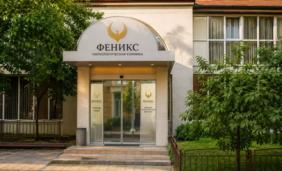 Вход в наркологическую клинику «Феникс» в Сольцах